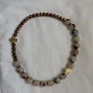 Elegant Beaded Choker Necklace with Gold Cross Accents